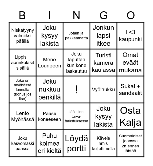 L e n t o k e n t t ä - Bingo Card