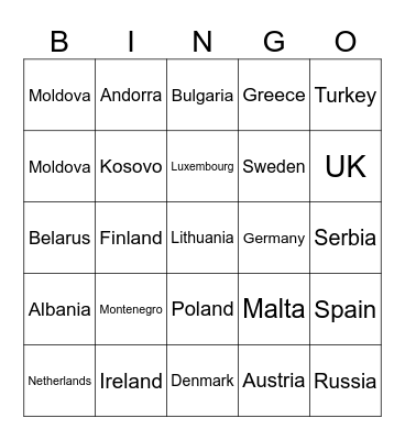 European Bingo Card