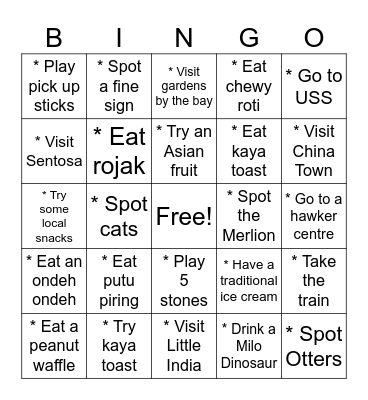 Singapore! Bingo Card