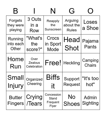 Kickball Bingo Card