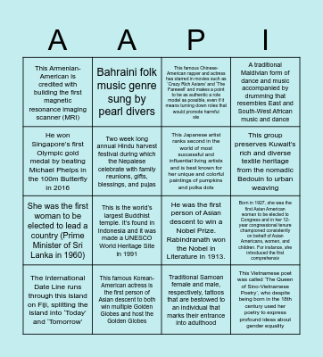 AAPI Bingo Card
