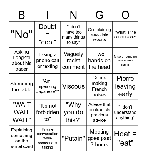 Group meeting V2 Bingo Card