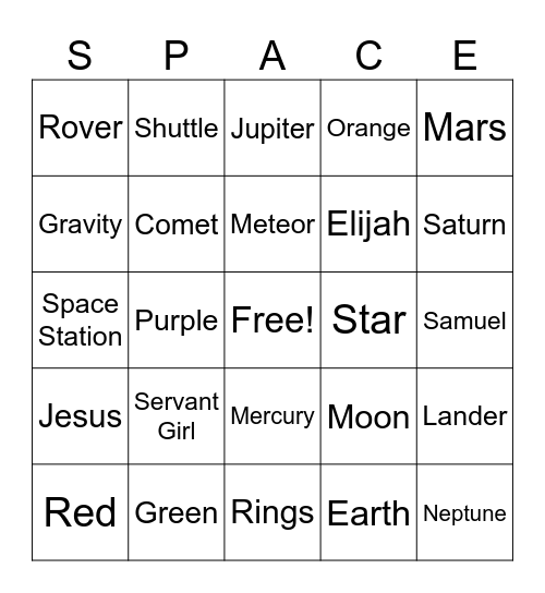 Bethel Blast-Off Bingo Card