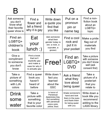 Queer Field Trip Bingo Card