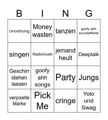 Mädschn WG Bingo Card