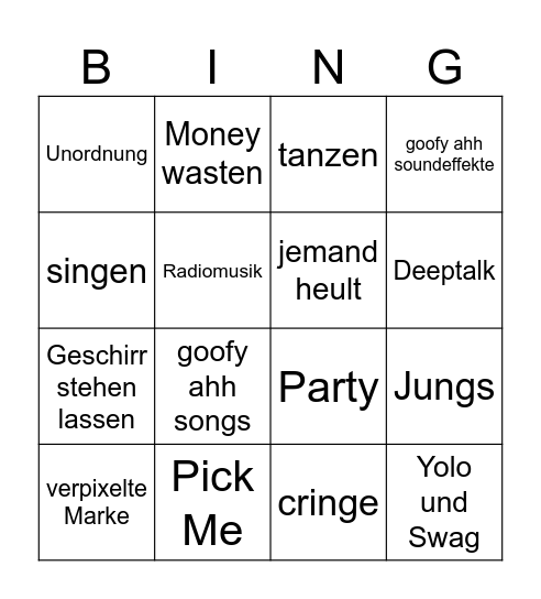 Mädschn WG Bingo Card
