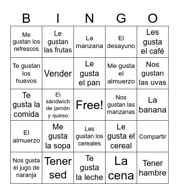 Avancemos 3-1 Bingo Card