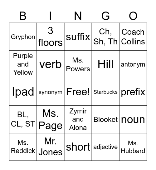 Unity Classical Bingo Card