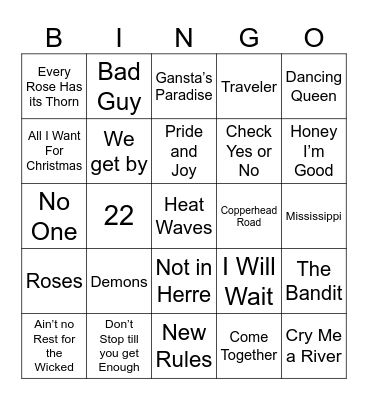 BDB Bingo 122 Bingo Card