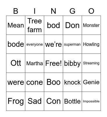 reading Bingo Card