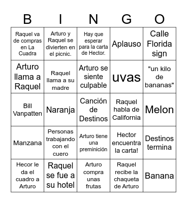 Destinos #15 Bingo Card