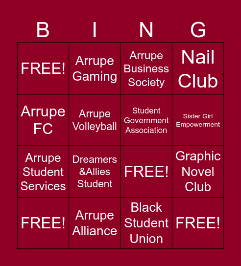 ARRUPE BINGO NIGHT! Bingo Card