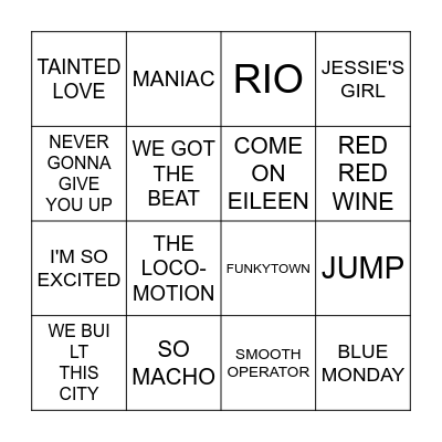 80'S BINGO Card