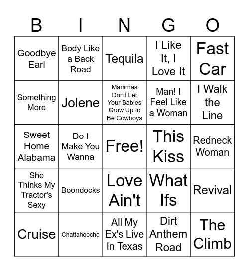 Country Bingo #3 Bingo Card