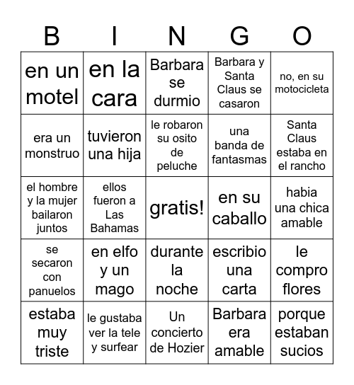 CUENTOS ORIGINALES Bingo Card