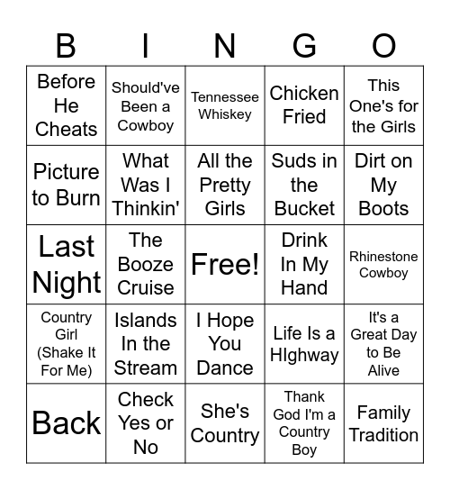 Country Bingo #4 Bingo Card