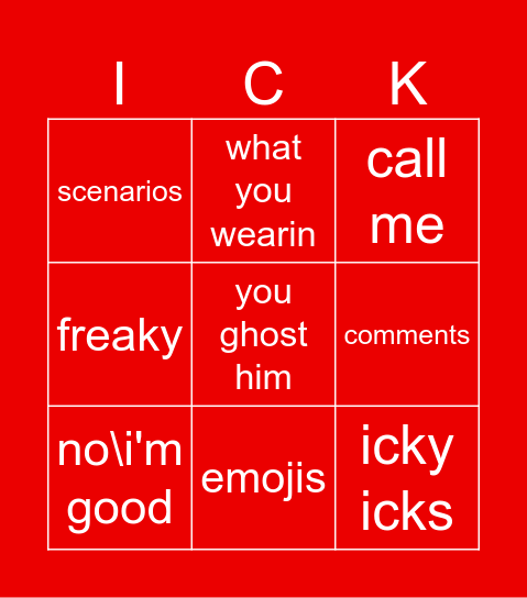 EWWWWWWWWWW Bingo Card