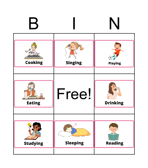 ACTION VERBS Bingo Card