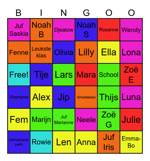 Groep 6B Bingo Card