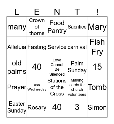 LENT BINGO Card