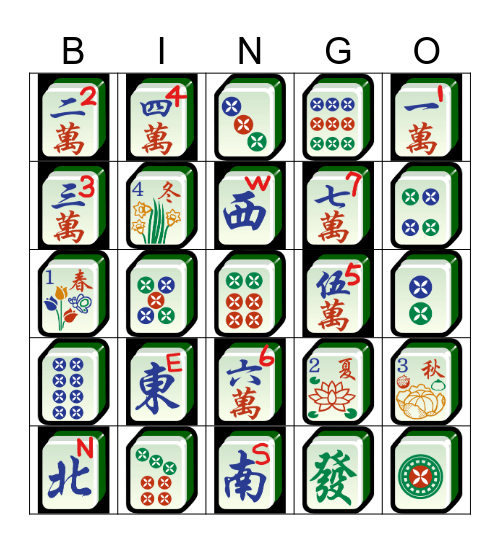 Mahjong Bingo Card