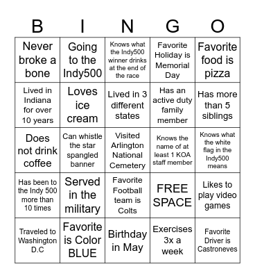 Human Bingo Card