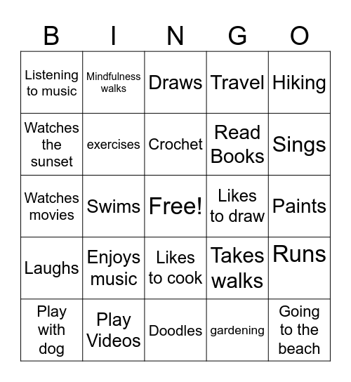 NAMI Bingo Card