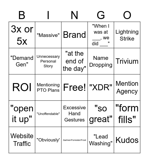 MKTG Bingo Card