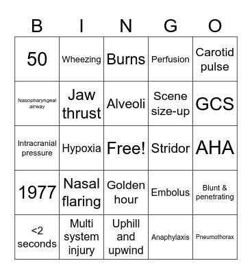 EMS Bingo 2024 Bingo Card