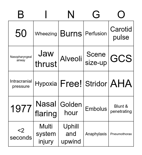 EMS Bingo 2024 Bingo Card
