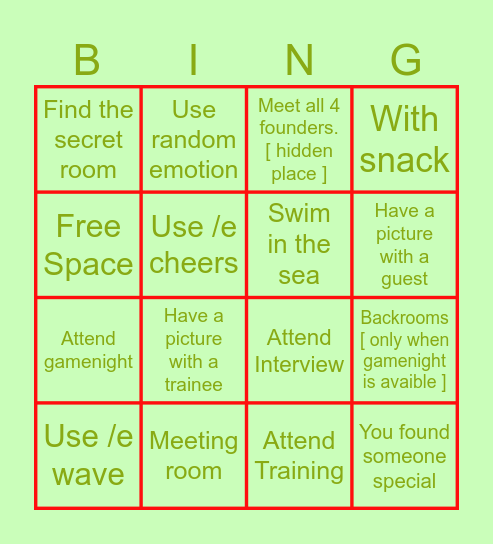 BINGO GREEN | CAFE 2024 Bingo Card