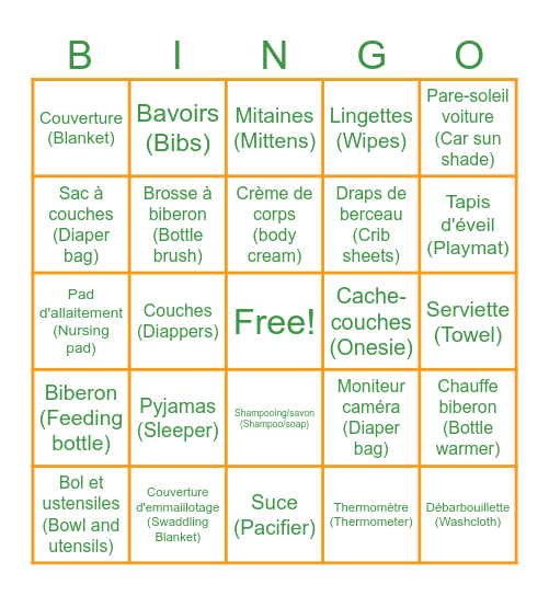 Shower Meagan & Louis Bingo Card