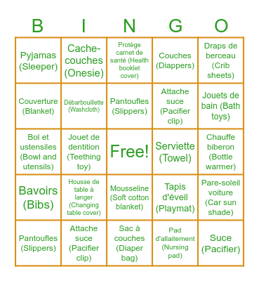 Shower Meagan & Louis-Philippe Bingo Card