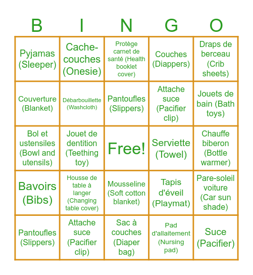 Shower Meagan & Louis-Philippe Bingo Card