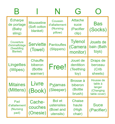 Shower Meagan & Louis-Philippe Bingo Card