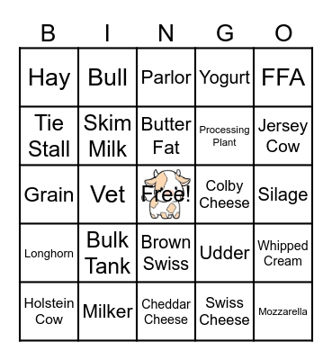 June Dairy Bingo Card