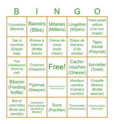 Shower Meagan & Louis-Philippe Bingo Card