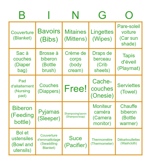 Shower Meagan & Louis-Philippe Bingo Card