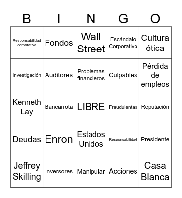 ENRON Bingo Card