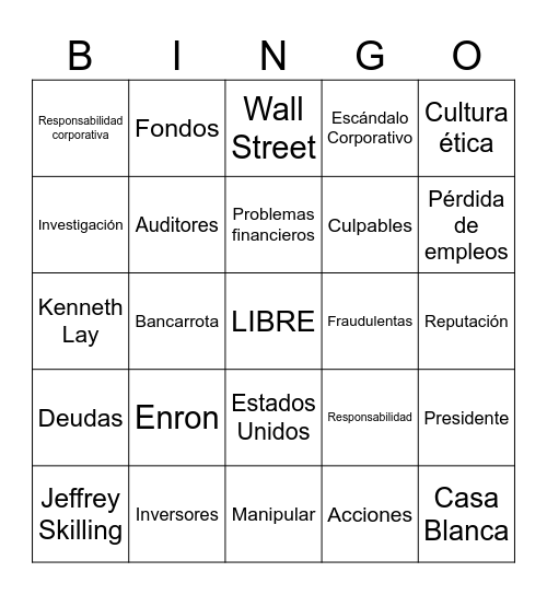 ENRON Bingo Card