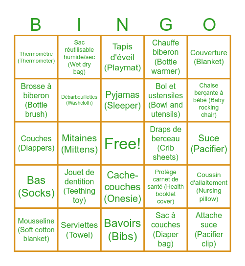 Shower Meagan & Louis-Philippe Bingo Card