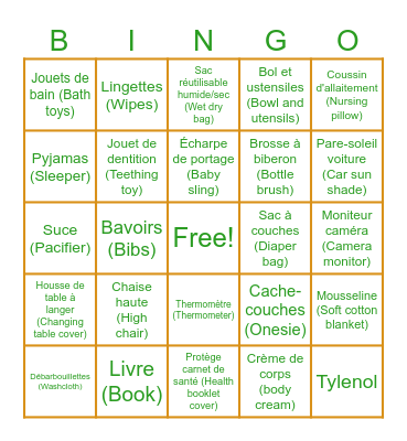 Shower Meagan & Louis-Philippe Bingo Card