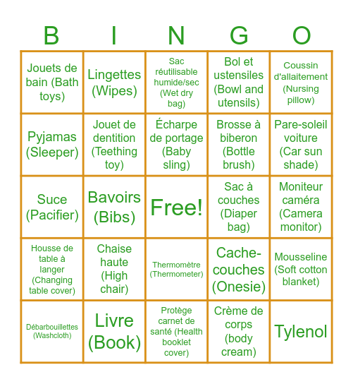 Shower Meagan & Louis-Philippe Bingo Card