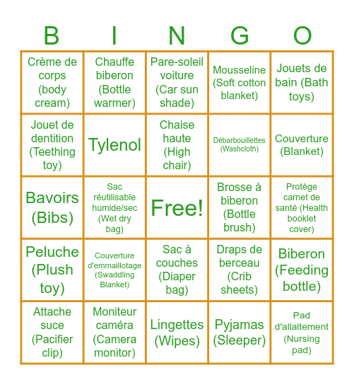 Shower Meagan & Louis-Philippe Bingo Card