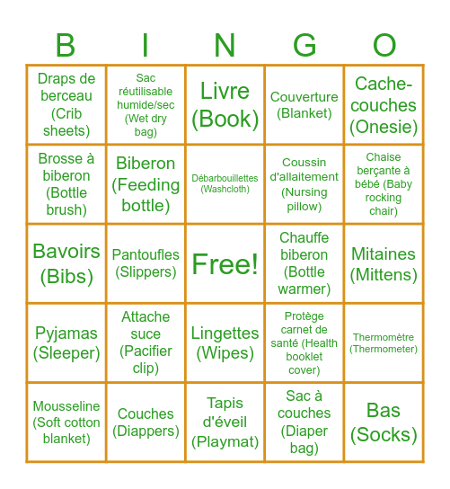 Shower Meagan & Louis-Philippe Bingo Card