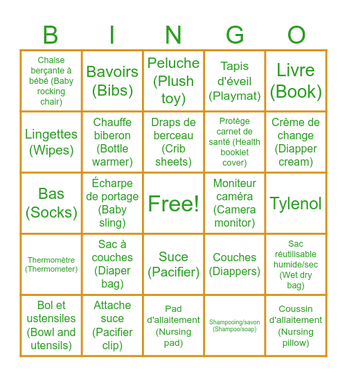 Shower Meagan & Louis-Philippe Bingo Card