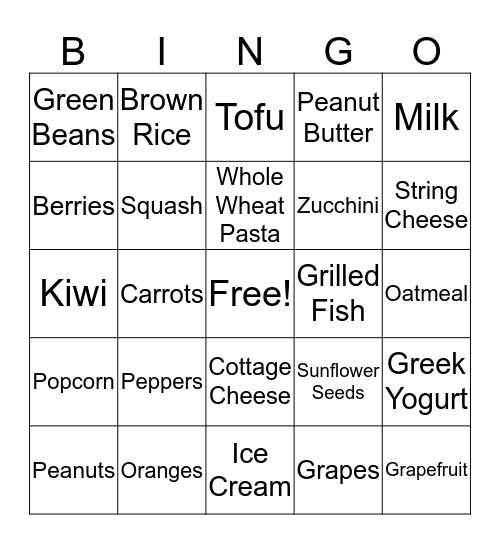 MyPlate Bingo Card