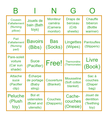 Shower Meagan & Louis-Philippe Bingo Card