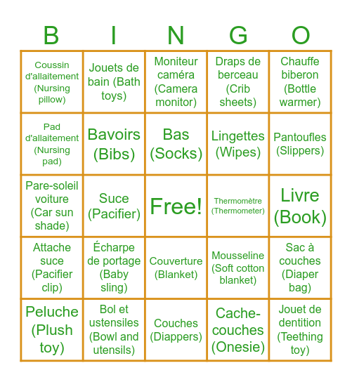 Shower Meagan & Louis-Philippe Bingo Card