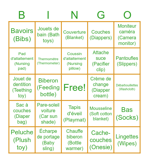Shower Meagan & Louis-Philippe Bingo Card